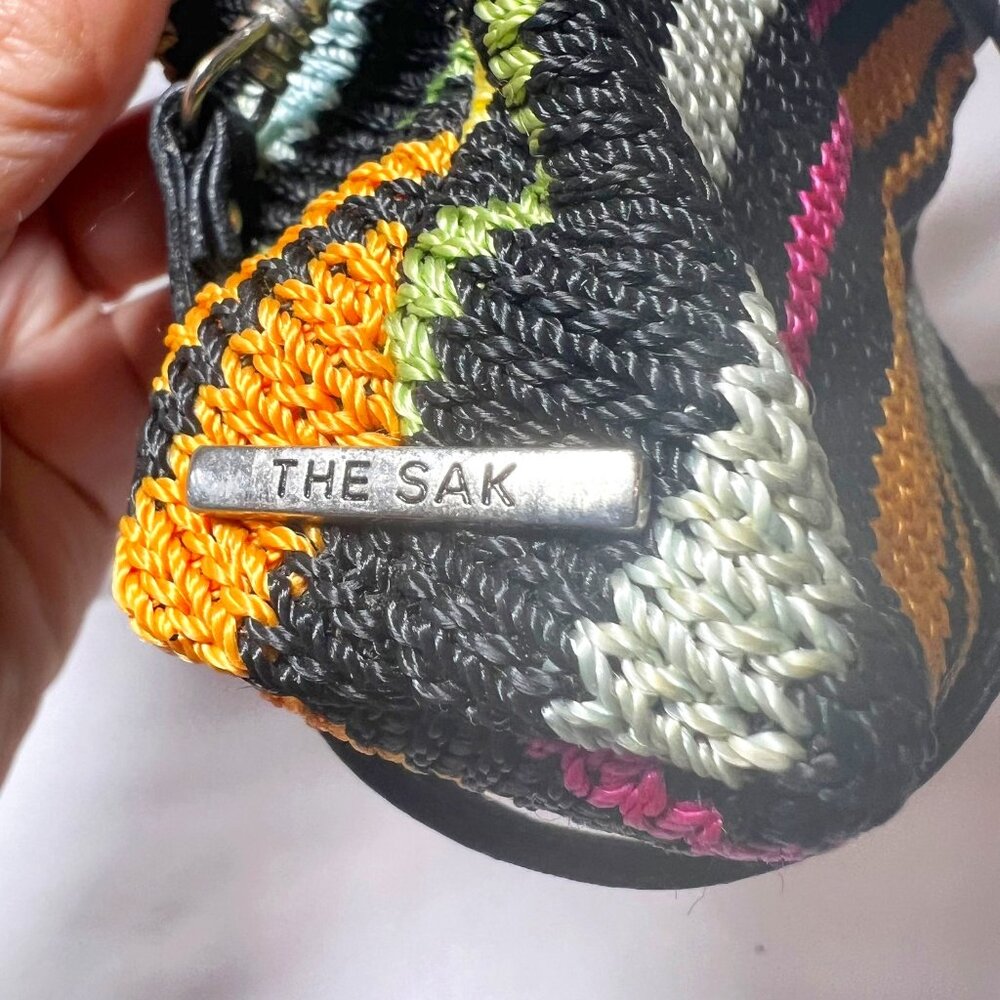 The Sak-Miniture Purse-Black/Fuchsia/Green/Yellow Stripes-Lined Pink-Wrist Purse - Picture 7 of 16